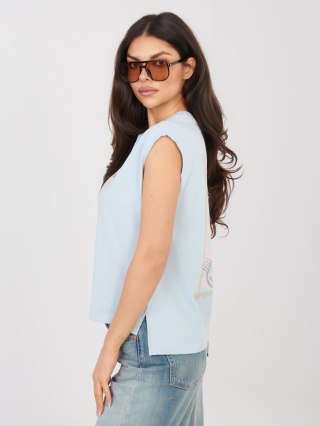 T-shirt-D12022M02769B-jasny niebieski