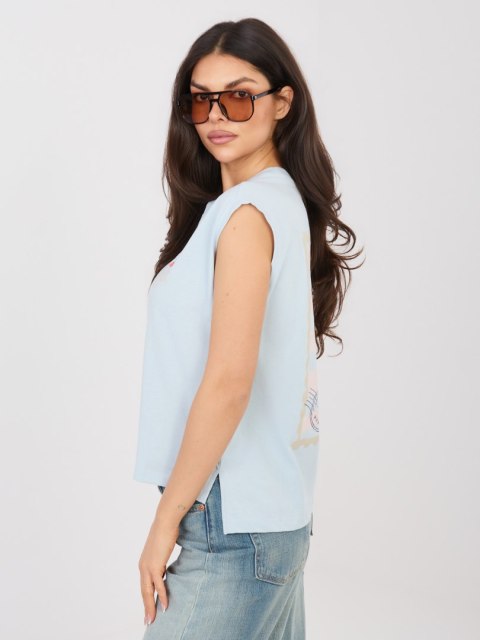 T-shirt-D12022M02769B-jasny niebieski