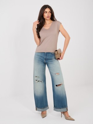 T-shirt-D12041AH02570C-ciemny bezowy