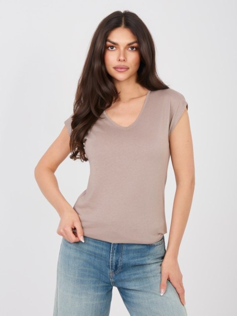 T-shirt-D12041AH02570C-ciemny bezowy