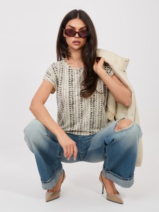 T-shirt-D12110M02646F-jasny beżowy