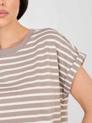 T-shirt-D12127M02858A-ciemny bezowy