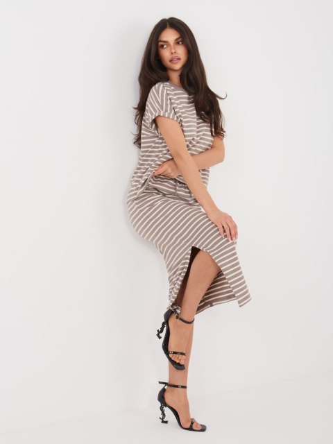 T-shirt-D12127M02858A-ciemny bezowy