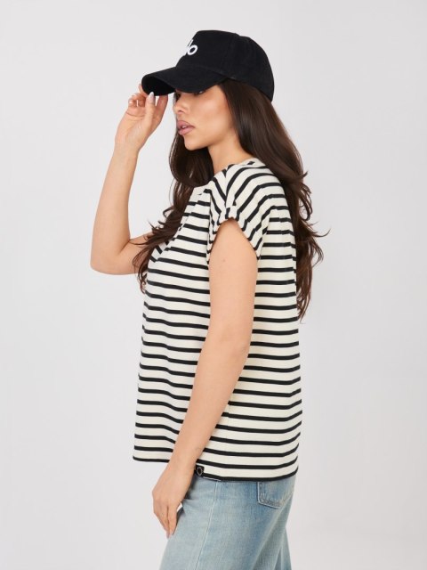 T-shirt-D12127M02858A-jasny beżowy