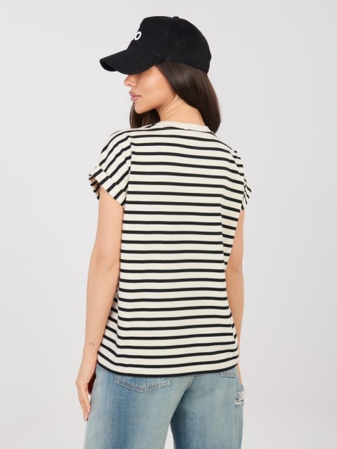 T-shirt-D12127M02858A-jasny beżowy