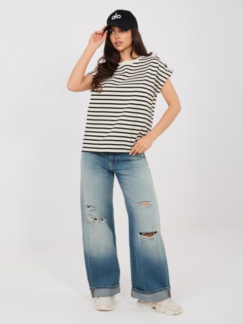 T-shirt-D12127M02858A-jasny beżowy