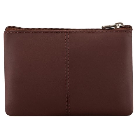 Ciemnobrązowe etui na klucze ze skóry naturalnej z zewnętrzną kieszenią na zatrzask