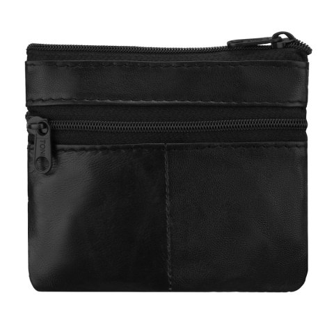 Czarne etui na klucze ze skóry naturalnej zamykane suwakami