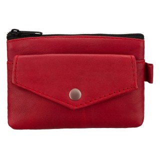 Czerwone etui na klucze ze skóry naturalnej zamykane suwakiem - 4U Cavaldi