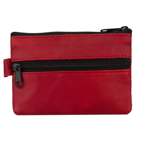 Czerwone etui na klucze ze skóry naturalnej zamykane suwakiem - 4U Cavaldi