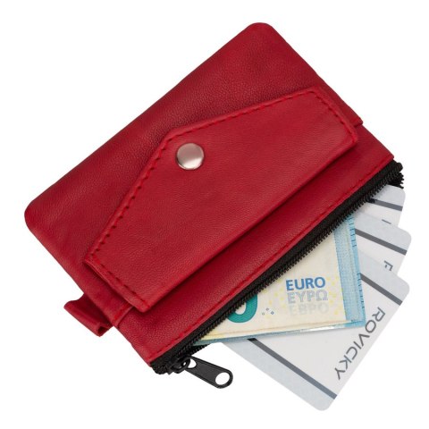 Czerwone etui na klucze ze skóry naturalnej zamykane suwakiem - 4U Cavaldi