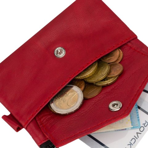 Czerwone etui na klucze ze skóry naturalnej zamykane suwakiem - 4U Cavaldi