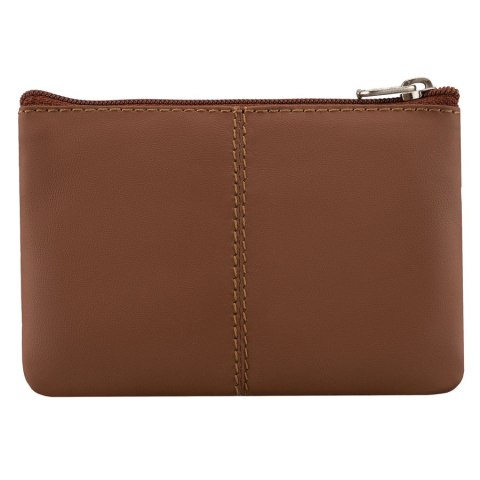 Etui na klucze w brązowym kolorze wykonane ze skóry naturalnej, zamykane suwakiem
