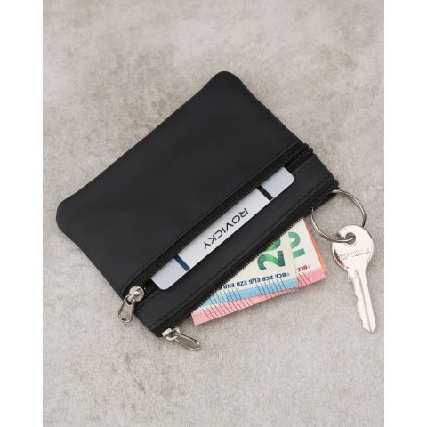 Etui na klucze w czarnym kolorze wykonane ze skóry naturalnej