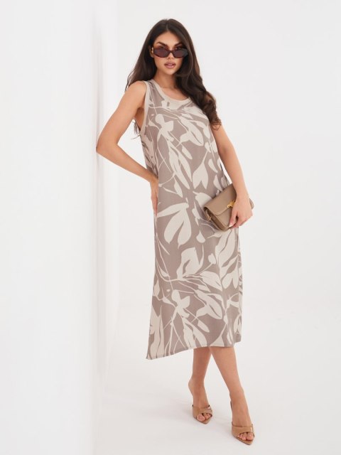 Sukienka-D60105M30471A-ciemny bezowy