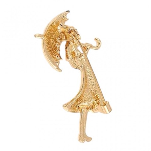 Broszka ozdobna delikatna, Kobieta w czerwonej sukience z parasolką BZ237