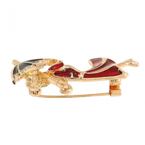 Broszka ozdobna delikatna, Kobieta w czerwonej sukience z parasolką BZ237