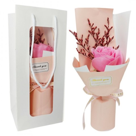 Bukiet zapachowa mydlana róża w ozdobnym pudełku z suszonymi kwiatami BUK11R