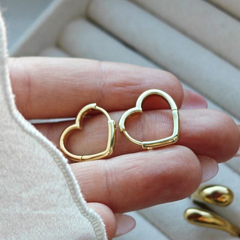 Kolczyki ze stali szlachetnej platerowane 14k złotem Serce, zapięcie angielskie KST3423