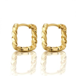 Kolczyki ze stali szlachetnej pozłacane 14k złotem, kwadraty, zawijane KST3566