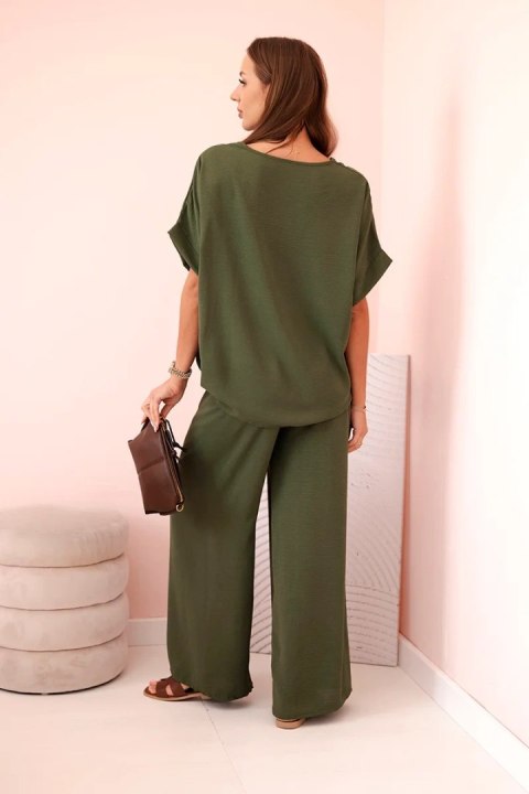 Wiskozowy komplet damski Plus Size khaki