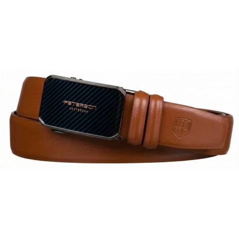 Pasek męski w jasnobrązowym kolorze wykonany ze skóry naturalnej z automatyczną klamrą - Peterson