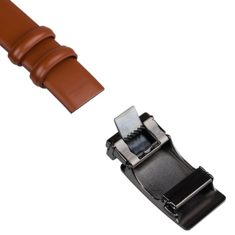 Pasek męski w jasnobrązowym kolorze wykonany ze skóry naturalnej z automatyczną klamrą - Peterson