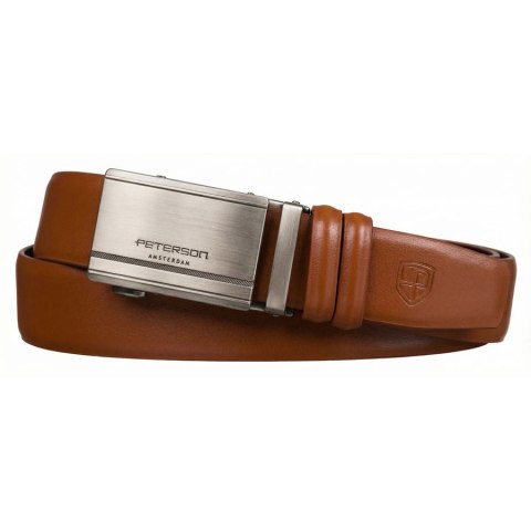 Skórzany pasek męski w jasnobrązowym kolorze z automatyczną klamrą - Peterson