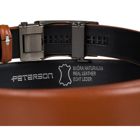 Skórzany pasek męski w jasnobrązowym kolorze z automatyczną klamrą - Peterson
