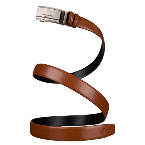 Skórzany pasek męski w jasnobrązowym kolorze z automatyczną klamrą - Peterson