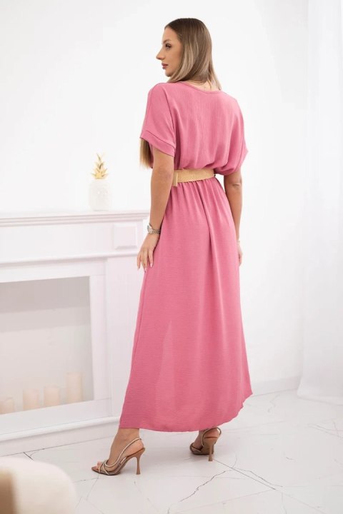 długa sukienka różowa z rozcięciem