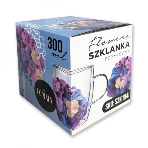 Szklanka termiczna z kwiatami w środku 300ml 1szt SZK194