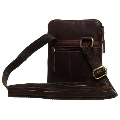 Brązowa, skórzana listonoszka męska zawieszona na regulowanym pasku - Peterson