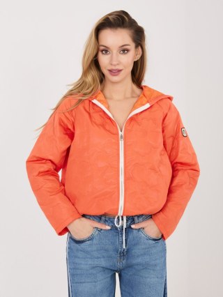 Pomarańczowa Kurtka Przejściowa Damska Pikowana Kwiaty RUE PARIS