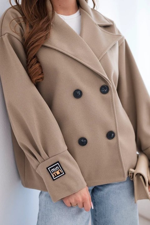 Kurtka damska krótka dwurzędowa z kołnierzem fango