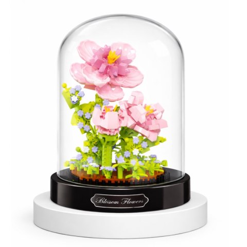 kwiat hibiskus z klocków konstrukcyjnych pod kopułą zestaw 543 elementy