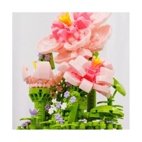 kwiat z klocków hibiskus różowy model konstrukcyjny