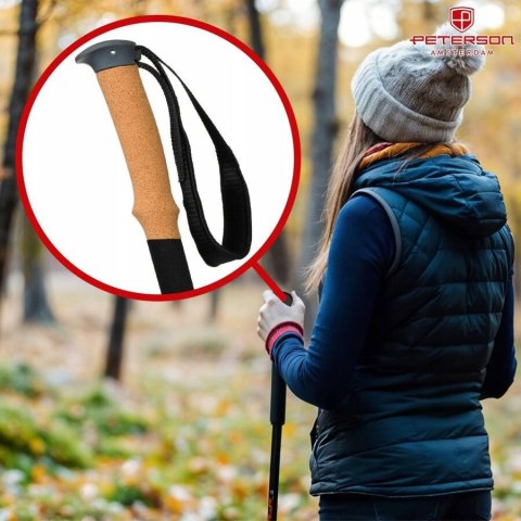 Regulowane, czarne kijki trekkingowe z aluminium - Peterson