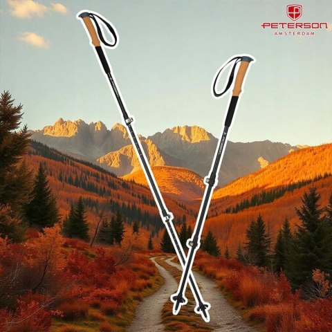 Regulowane, czarne kijki trekkingowe z aluminium - Peterson