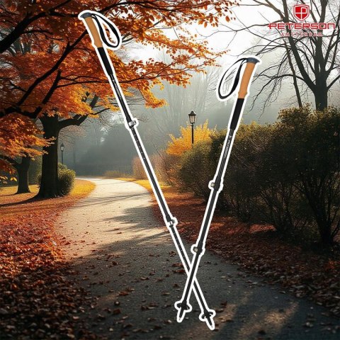 Regulowane, czarne kijki trekkingowe z aluminium - Peterson