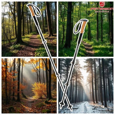 Regulowane, czarne kijki trekkingowe z aluminium - Peterson