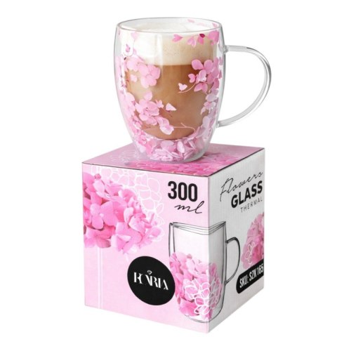 elegancka szklanka termiczna z kwiatami w środku