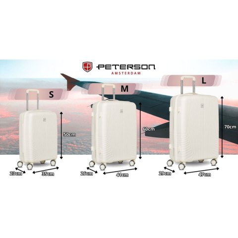 Zestaw walizek podróżnych z tworzywa ABS w beżowym kolorze - Peterson
