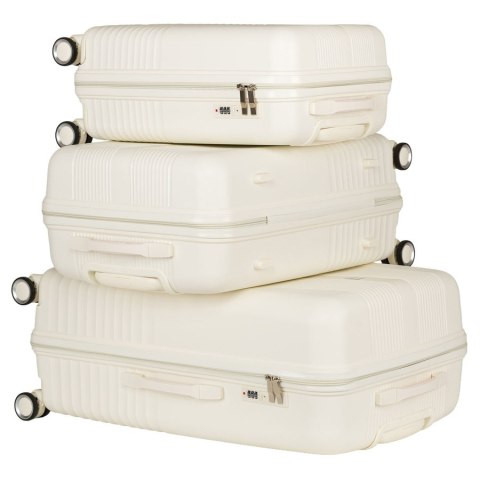 Zestaw walizek podróżnych z tworzywa ABS w beżowym kolorze - Peterson