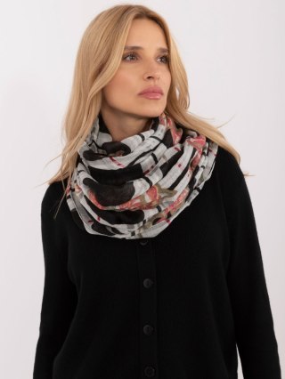 Czarna Damska Chusta z Frędzlami – Szal Krata Kwiaty 200x70 cm