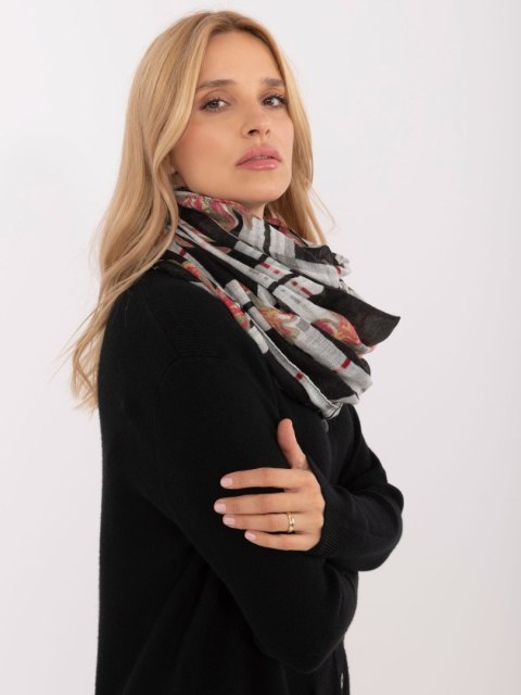 chusta damska czarna krata kwiaty modny szalik