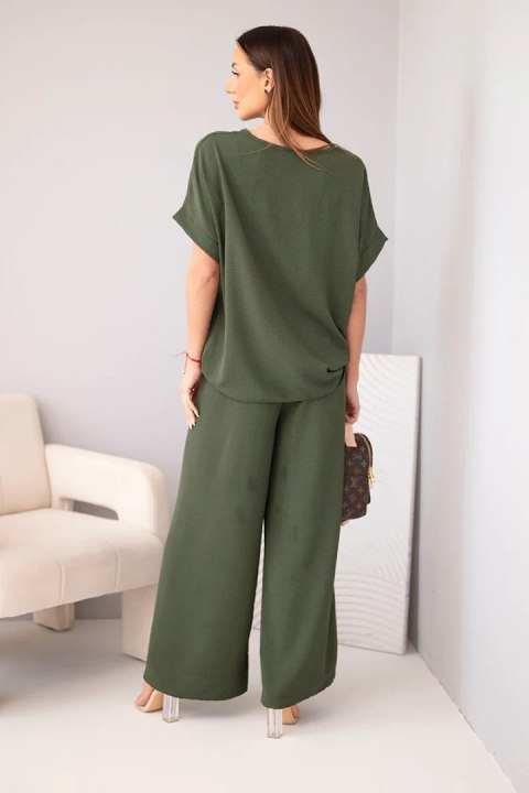 Wiskozowy komplet damski Plus Size ciemne khaki