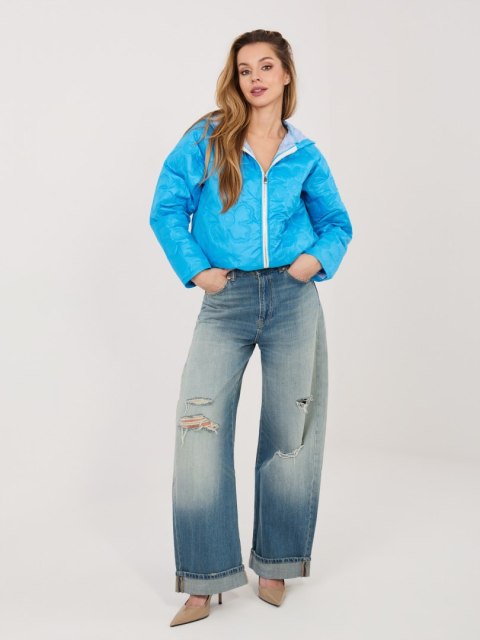 modna kurtka damska niebieska pikowana