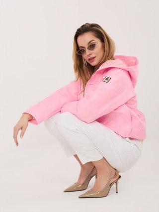 Różowa Kurtka Przejściowa Damska Pikowana Kwiaty RUE PARIS