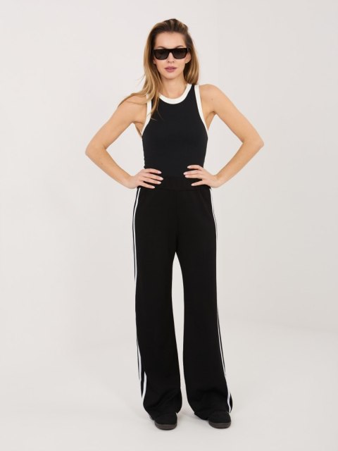 spodnie damskie czarne z lampasami sportowe